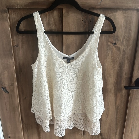 American Eagle 💚 Lace Swing Ivory Tank Top - Picture 3 of 10